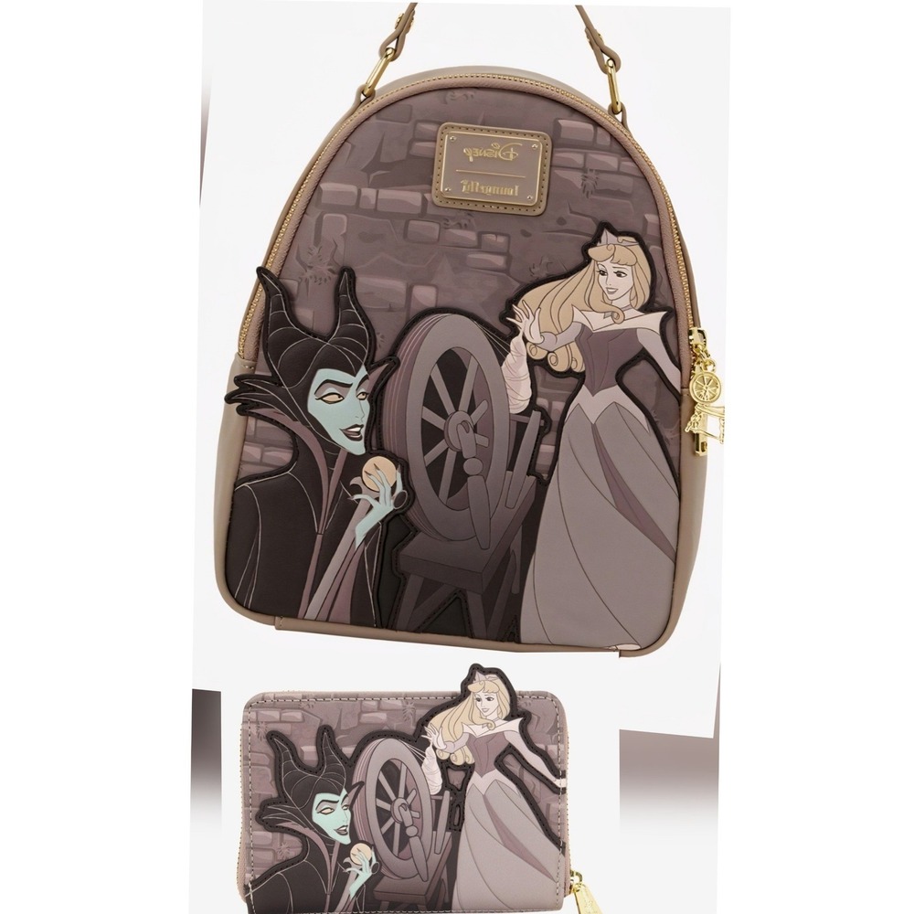 Loungefly Disney Sleeping Beauty Aurora Maleficent Mini Backpack and Wallet Set